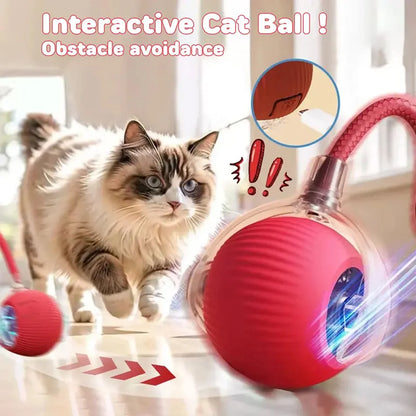 New Cat Interactive Ball Toy Automatic Rolling Ball Faux Tail Rechargeable Smart Pet Electric Toy Dog Cat Training Imitate Mouse