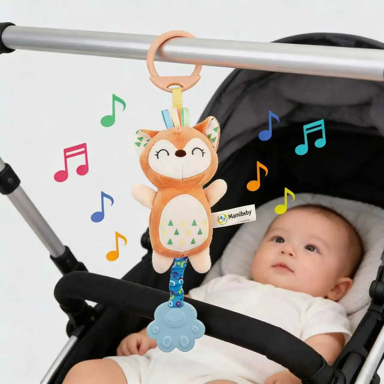 Plush Animal Wind Chime Hanging Toy with Bells for Baby Crib Mobile and Car Decor, Safe Cute Newborn Gift Nursery Room