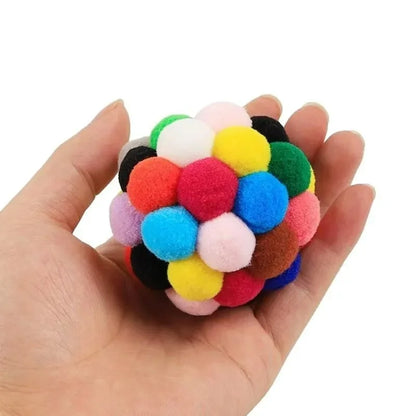 Hot cat  ball self-play ball boredom reliever cat teaser colorful yarn ball pet toyinteractive toy plush ball pet bouncy
