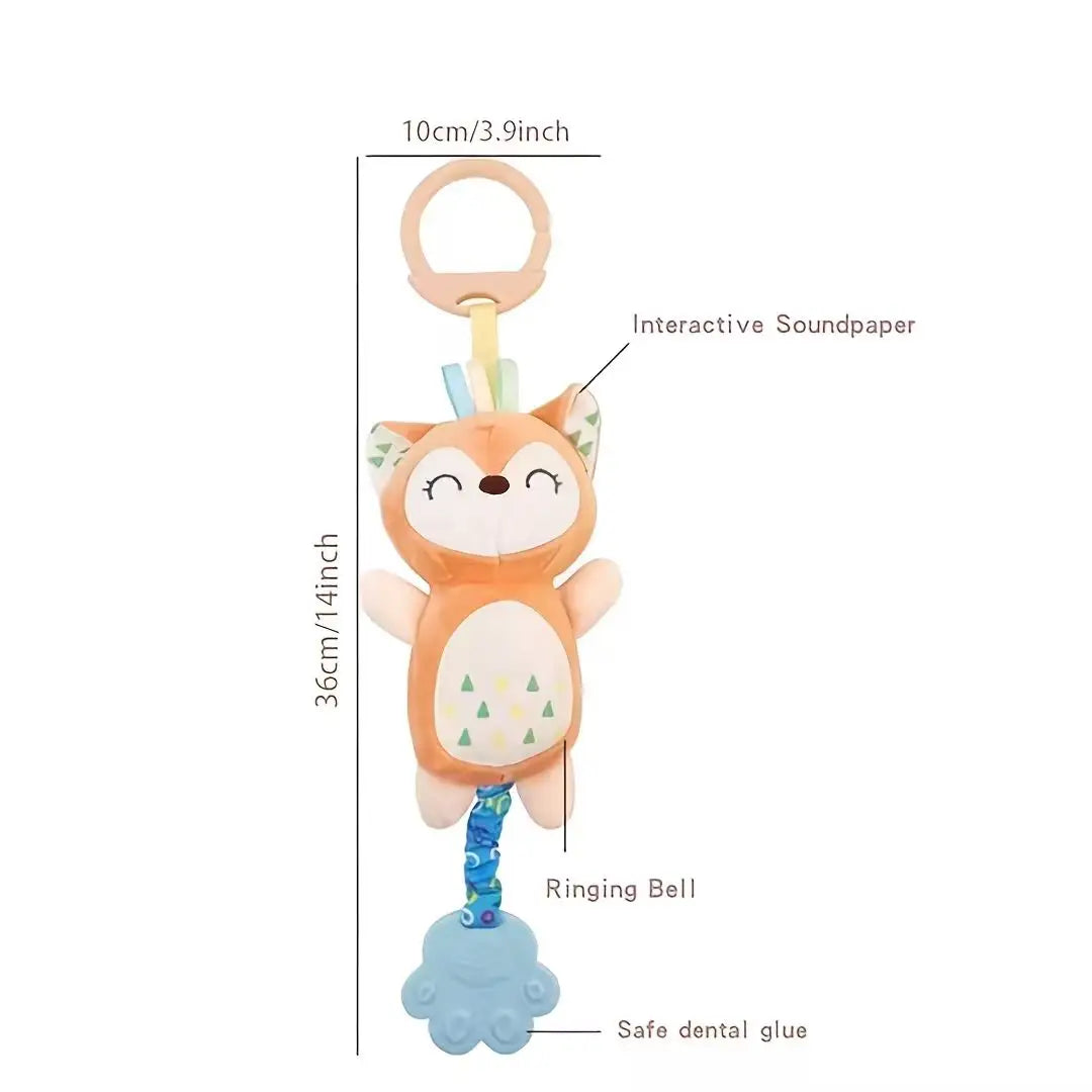 Plush Animal Wind Chime Hanging Toy with Bells for Baby Crib Mobile and Car Decor, Safe Cute Newborn Gift Nursery Room