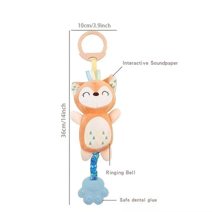 Plush Animal Wind Chime Hanging Toy with Bells for Baby Crib Mobile and Car Decor, Safe Cute Newborn Gift Nursery Room