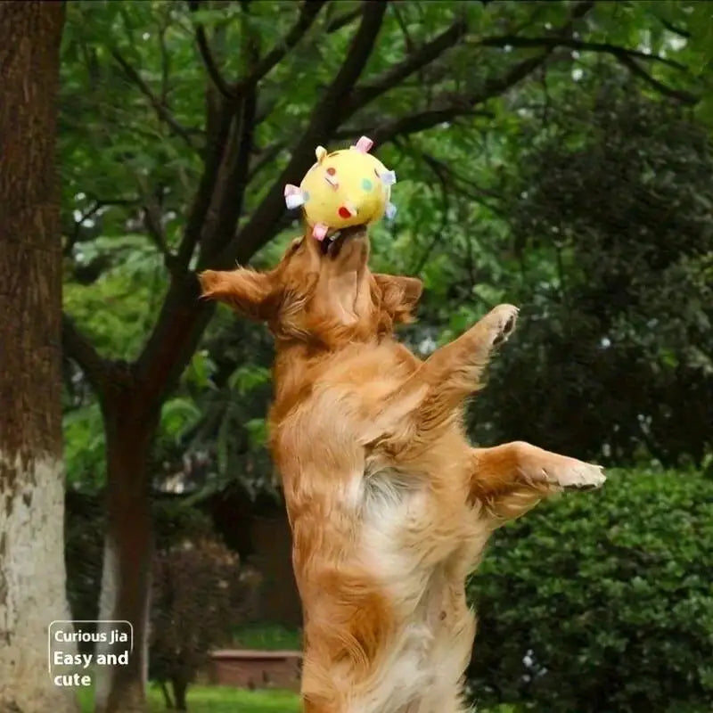 Dog Interactive Sound Ball Toy with Animal Patterns, Pet Ball Suitable, Outdoor Play and Training, Dog Toy with Lively Design