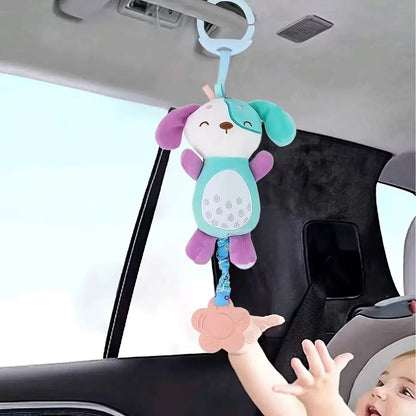 Plush Animal Wind Chime Hanging Toy with Bells for Baby Crib Mobile and Car Decor, Safe Cute Newborn Gift Nursery Room