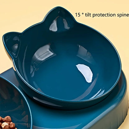 Neck-Friendly Cat Bowl with Gravity Water Bottle