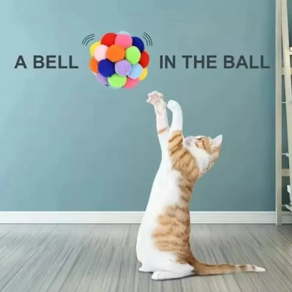 Hot cat  ball self-play ball boredom reliever cat teaser colorful yarn ball pet toyinteractive toy plush ball pet bouncy