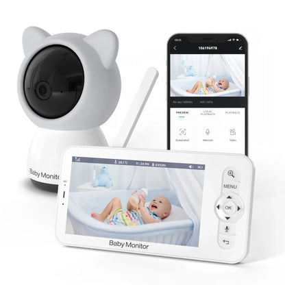 Baby Monitor HD 5 Inch LCD Two Way Talk PTZ Lullabies Audio and Video Monitoring  Baby phone Video Baby Camera Bebe Nanny B5