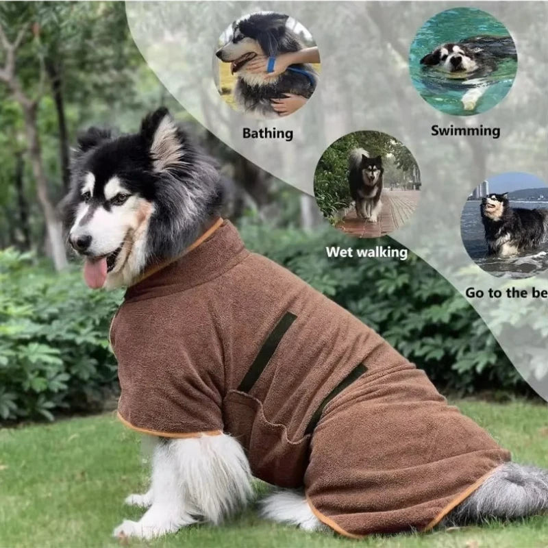 Super Absorbent Pet Towel Bathrobe for Large Dogs All-over Wrap Quick Drying Breathable Year-round Cleaning Dog Bathrobe Towels