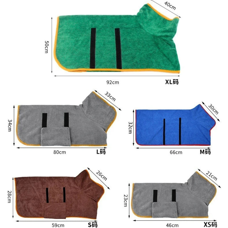 Super Absorbent Pet Towel Bathrobe for Large Dogs All-over Wrap Quick Drying Breathable Year-round Cleaning Dog Bathrobe Towels