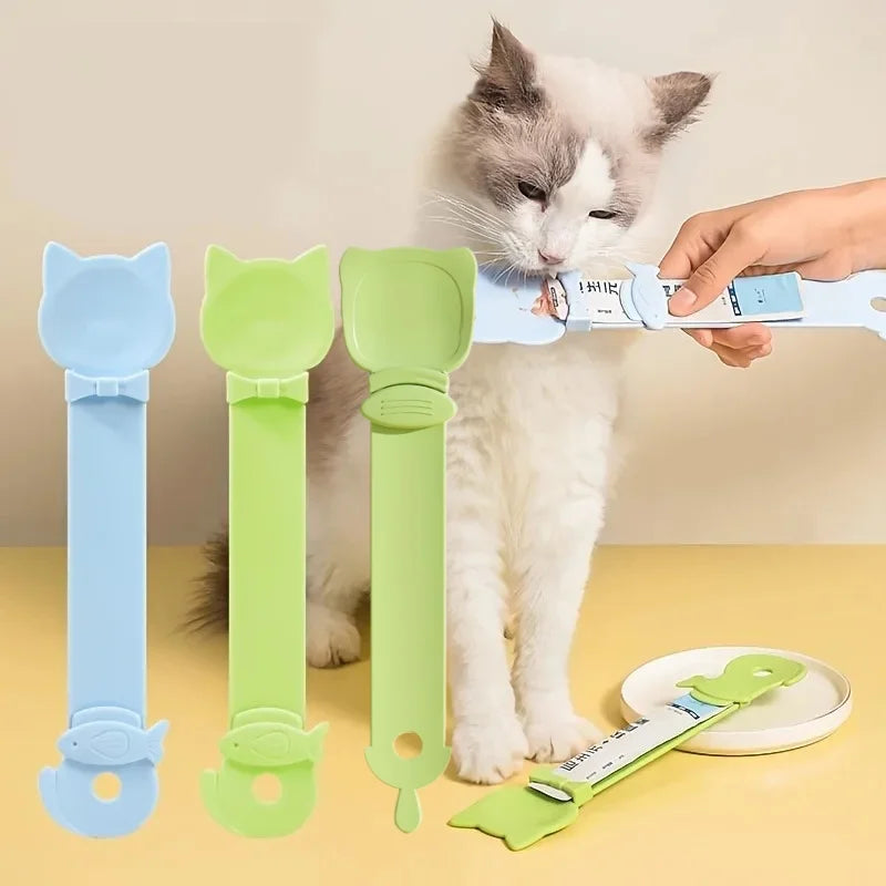 New cat food squeezer spoon for cat food; meat paste squeezer pet feeding spoon for cats supplies