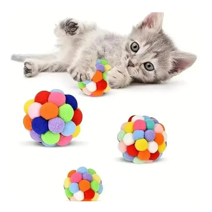 Hot cat  ball self-play ball boredom reliever cat teaser colorful yarn ball pet toyinteractive toy plush ball pet bouncy