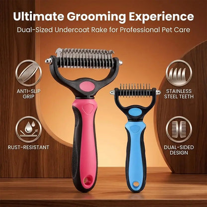 New Dematting Comb for Dogs Cats Undercoat Rake Pet Brush for Long Hair Grooming Tool Deshedding Brush for Tangles Shedding Fur