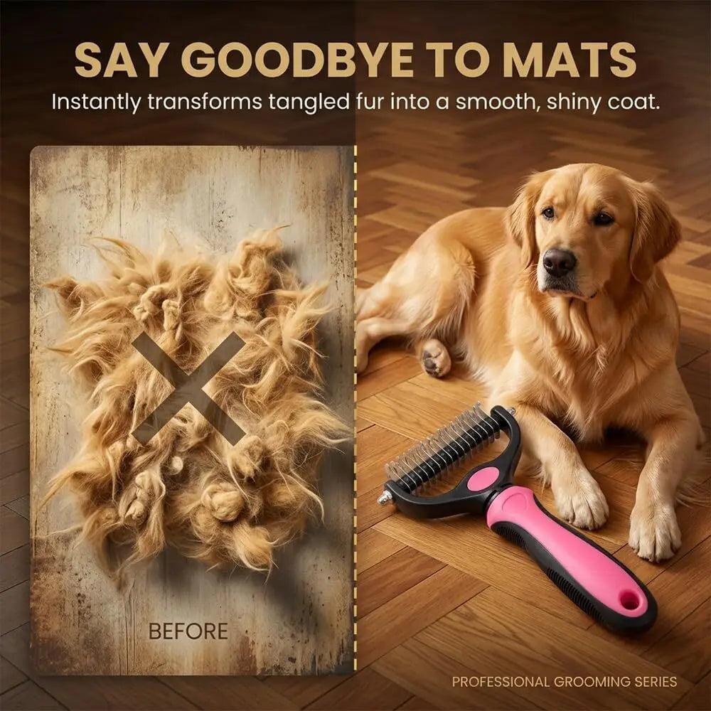 New Dematting Comb for Dogs Cats Undercoat Rake Pet Brush for Long Hair Grooming Tool Deshedding Brush for Tangles Shedding Fur