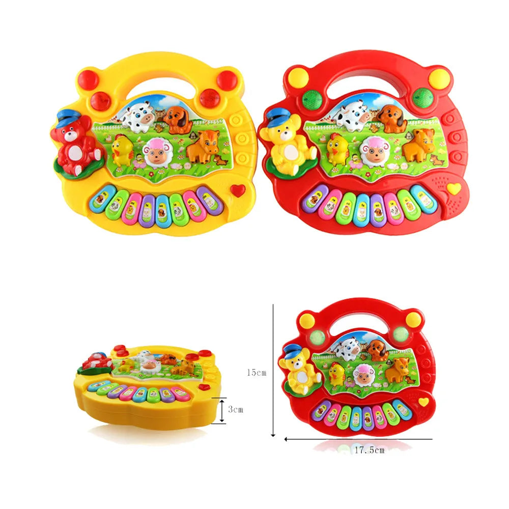 Farm Animal Kids Electronic Piano Toy Early Education Musical Instrument With Lights Sounds Red/Yellow 2026 Trending Sonidos