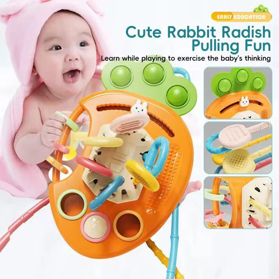 1pcs-Montessori Pull String Toys Cute Rabbit Radish Babies Sensory Toys Teethers Developmental Fine Motor Skills Toys Baby Gifts