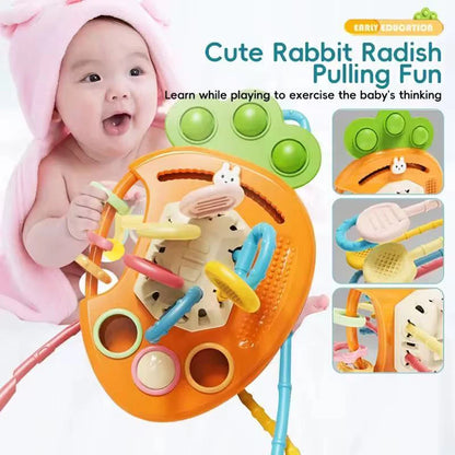 1pcs-Montessori Pull String Toys Cute Rabbit Radish Babies Sensory Toys Teethers Developmental Fine Motor Skills Toys Baby Gifts