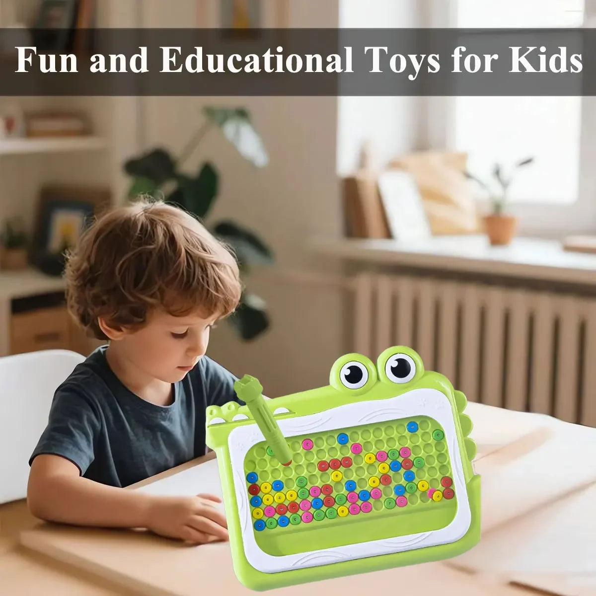 Magnetic Drawing Board For Kids Beads Doodle Writing Pad Educational Learning Toy Fine Motor Skills Travel Activity Gift For