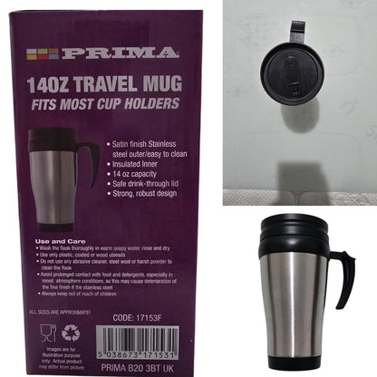 New-Prima Stainless Steel Travel Mug 14oz-UK