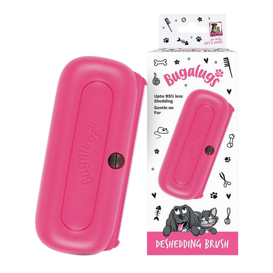 Bugalugs Deshedding Brush for Dogs, Cats, Horses - Pet Grooming Tool that is Gentle & Effective With Wide Shallow Comb, Smooth Groomer for Dog, Cat and Horse