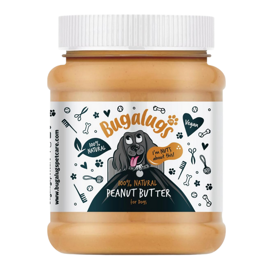 Bugalugs Dog Peanut Butter - 100% Natural Peanut Butter For Dogs & Puppy - Dog Food Toppers For Dog Lick Mats- Protein Treat Paste Free From Palm Oil, Wheat & Gluten free & No Sugar or Xylitol