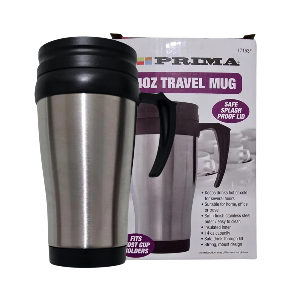 New-Prima Stainless Steel Travel Mug 14oz-UK