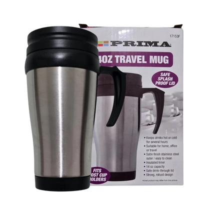 New-Prima Stainless Steel Travel Mug 14oz-UK