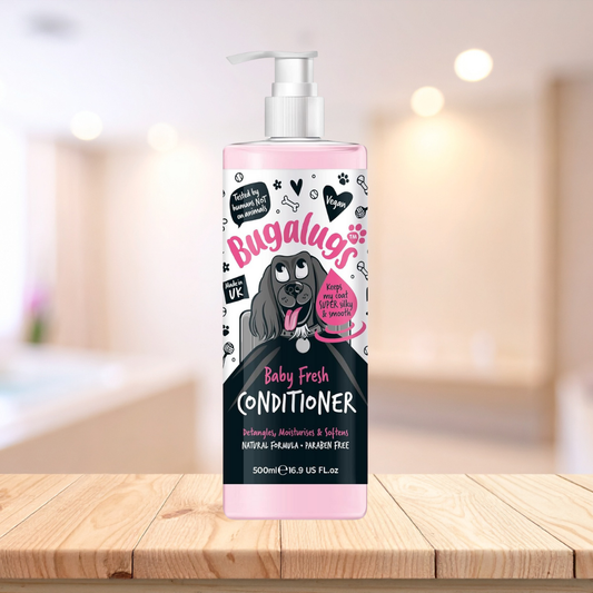 BUGALUGS Dog Conditioner with Baby Fresh dog perfume, best grooming Conditioner for dogs, puppy & smelly pet that detangles & moisturises use with dog shampoo