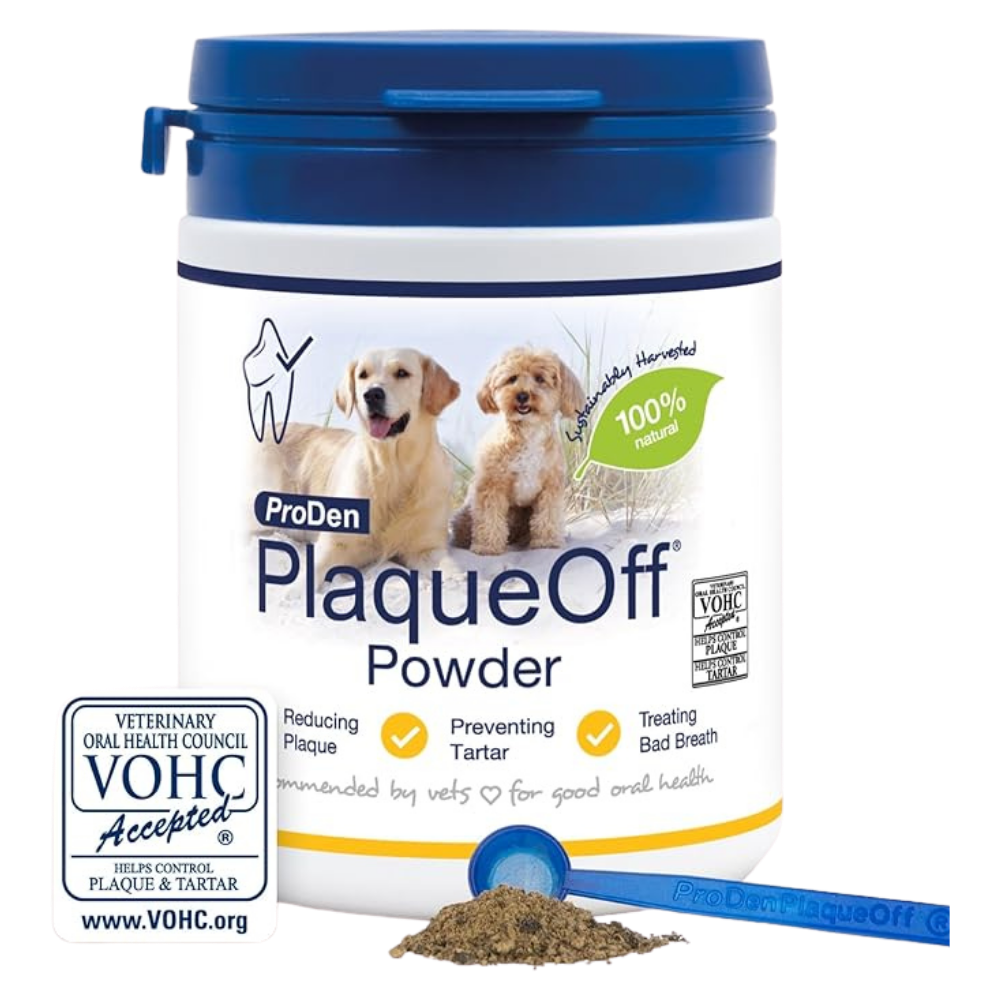 ProDen PlaqueOff Powder for Dogs & Cats, Tartar & Bad Breath Remover with 100% Natural Teeth Plaque Remover 180 g