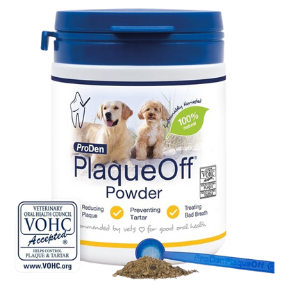 ProDen PlaqueOff Powder for Dogs & Cats, Tartar & Bad Breath Remover with 100% Natural Teeth Plaque Remover 180 g