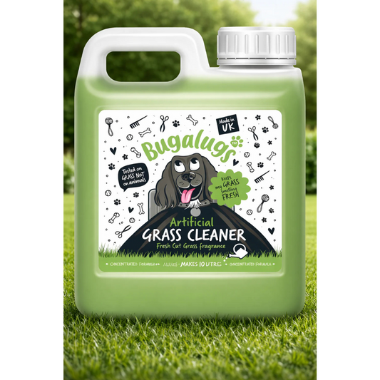 BUGALUGS Artificial Grass Cleaner - Dog Safe, Pet Disinfectant & Lawn Deodoriser - Puppy Urine Cleaner & Odour Eliminator - 1L Super Concentrate - Made in UK Cruelty Free (Fresh Cut Grass 1L)