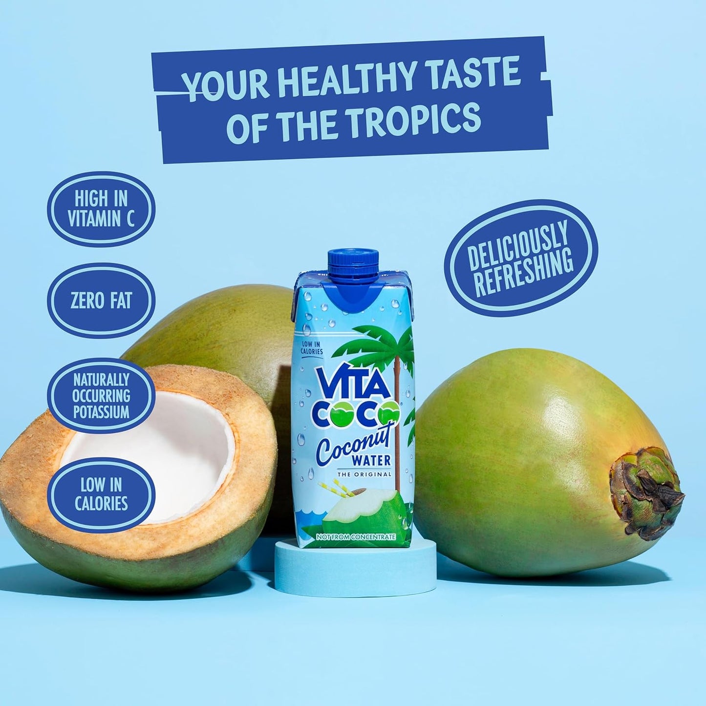 Vita Coco | Pure Coconut Water (330ml x 12) | Naturally Hydrating | Packed with Electrolytes | Gluten Free | Full of Vitamin C & Potassium